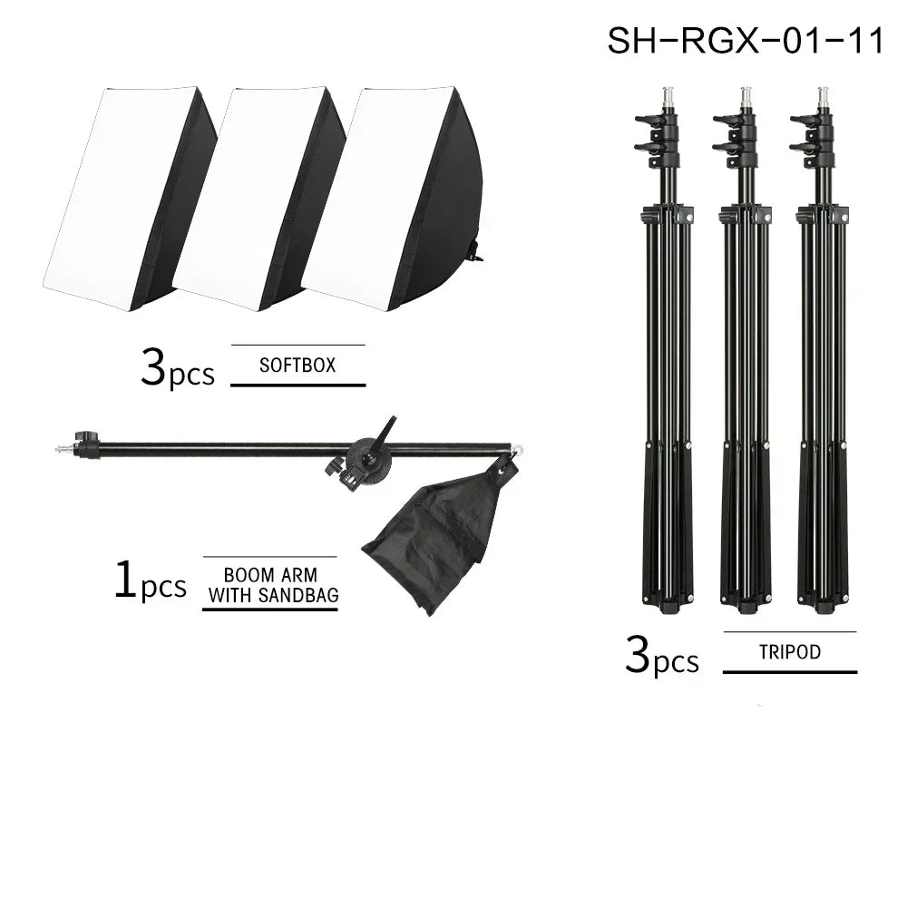 Kit de iluminación Softbox de 20w/30w/40w, Kit de iluminación de fotografía continua, bombilla E27, equipo de luces de estudio fotográfico para sesión de fotos