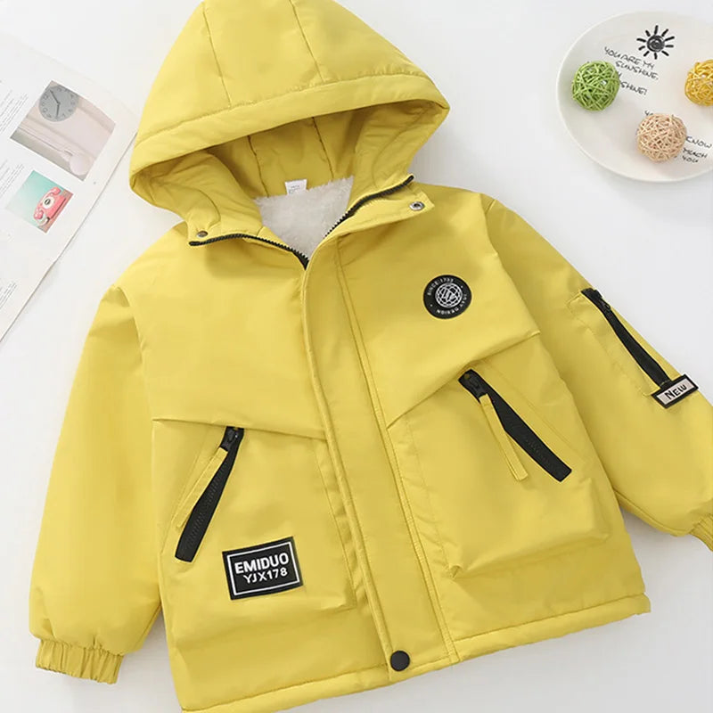 Abrigo de Felpa y Algodón para Niños, Otoño-Invierno 2026, Parka para Niños de 4 a 14 Años, Chaqueta con Capucha, Impermeable, Gruesa y Cálida, Cortavientos Informal
