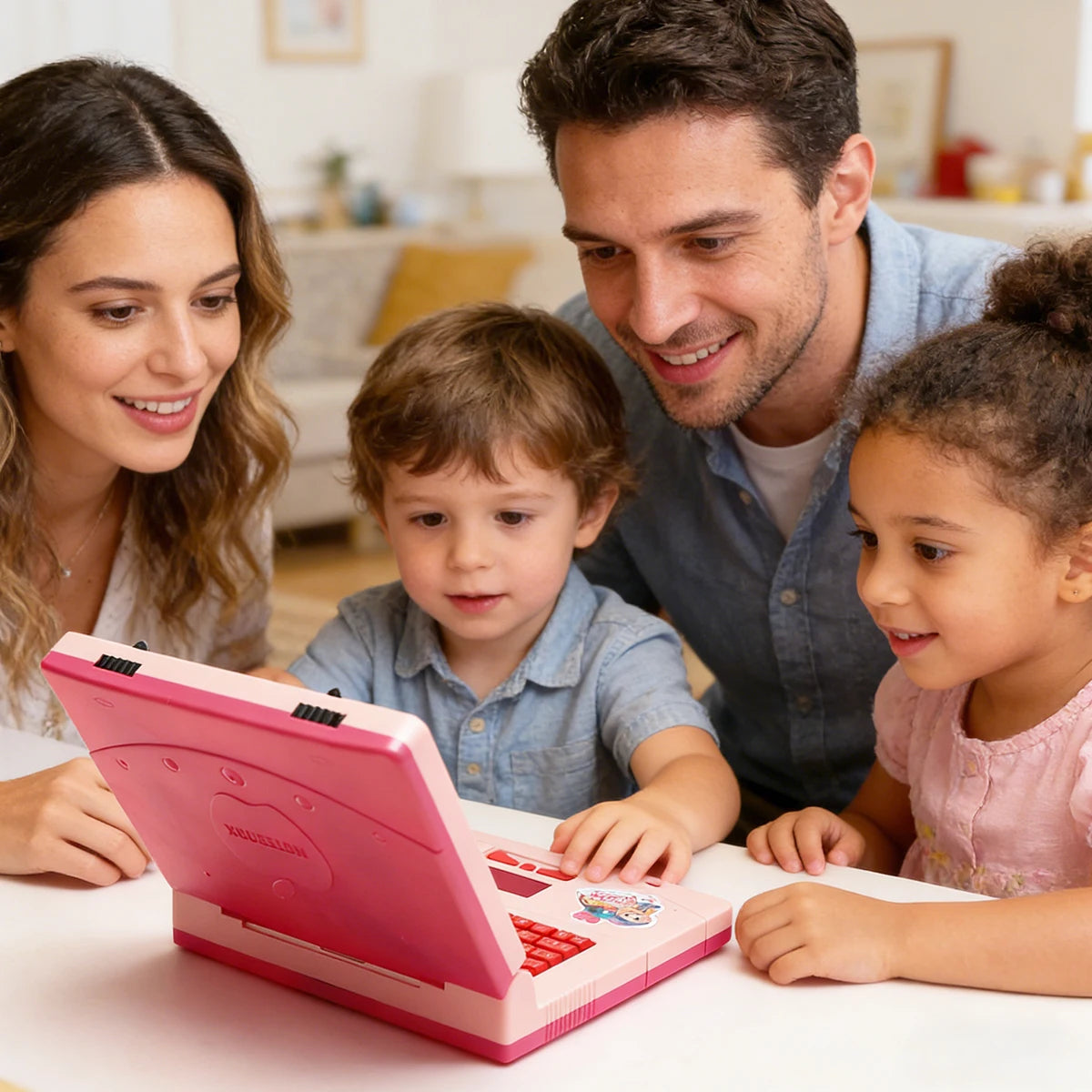Juguete de Computadora Portátil Rosa para Niños – Computadora Educativa Interactiva con Música, Luces y Ratón para el Desarrollo Temprano