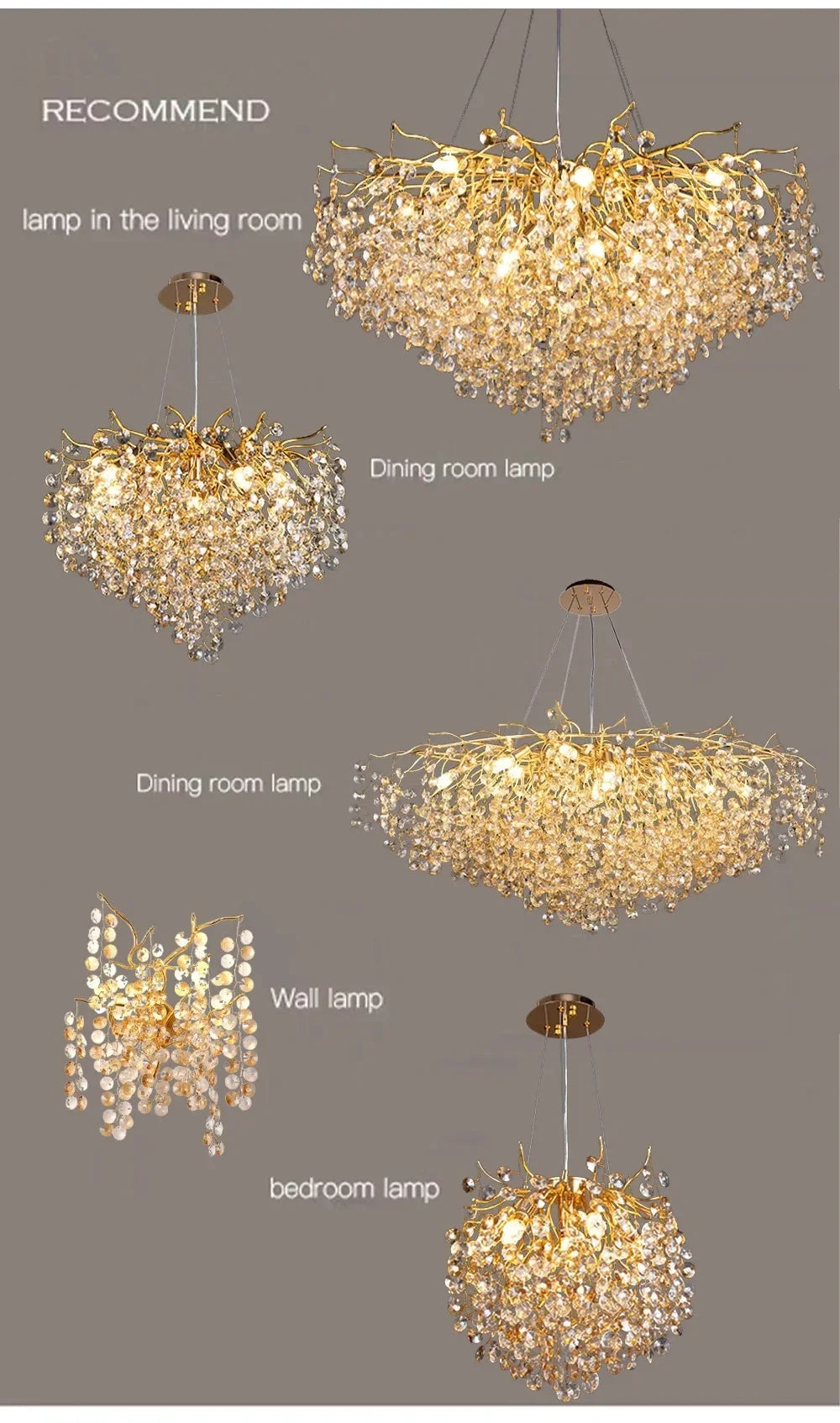 Candelabro de techo moderno para sala de estar, lámpara colgante de cristal de lujo para decoración Interior de Hotel y cocina, accesorio de iluminación