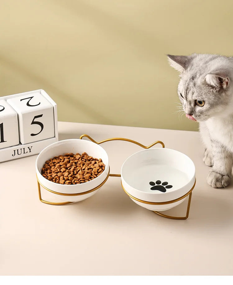 1-3 uds protección Cervical creativa suministros para mascotas tazón doble de cerámica para gatos tazón de cerámica para gatos tazón de comida tazón de comida para perros agua potable tazón de comida