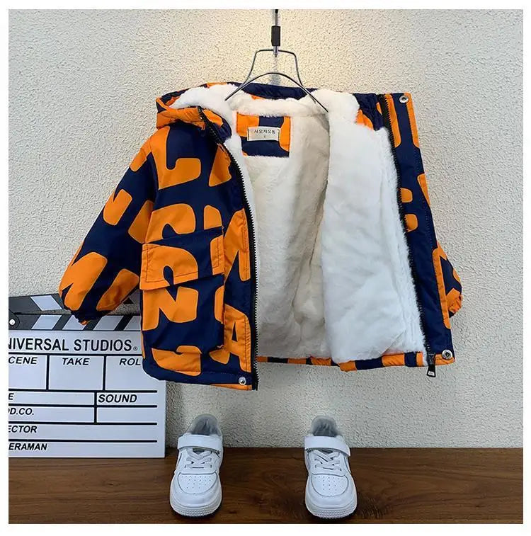Abrigo para niños, chaqueta, prendas de vestir, Tops de algodón, moda 2023, grueso, además de terciopelo, abrigo de talla grande para invierno y otoño, ropa para niños