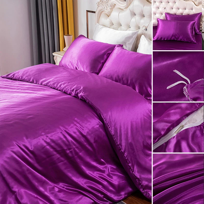 Juego de funda nórdica de cama, funda de edredón con textura suave y sedosa con bridas de esquina y cierre de cremallera, funda de almohada tipo sobre