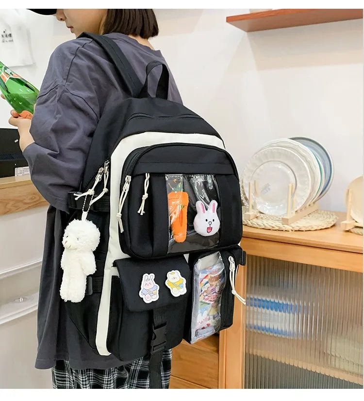 Mochila escolar Kawaii para niños y niñas, conjunto de 4 piezas, mochilas escolares para adolescentes y niñas