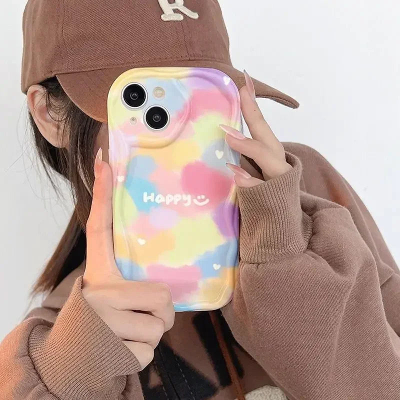 Funda de teléfono para OPPO Realme C53 C55 C11 2021 C33 C31 C35 C21Y C25Y C20 C21 C12 C15 C25 C30 C30S C25S 5 5i 5s 6i cubierta ondulada de flores