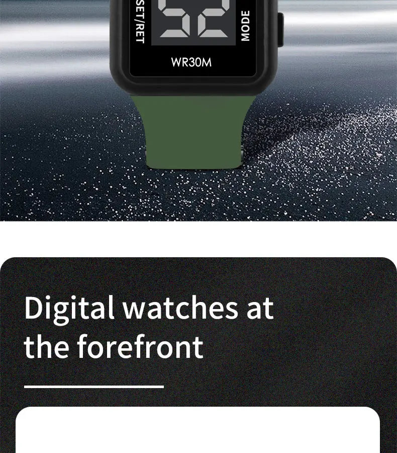 2025 Reloj electrónico deportivo rectangular para hombre, resistente al agua, alarma de luz nocturna, reloj Digital ligero y portátil para hombre