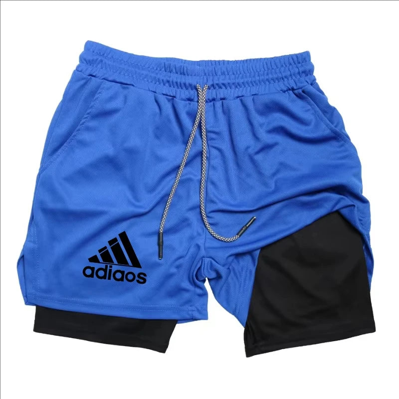 Pantalones cortos de compresión para hombre, pantalones cortos deportivos de entrenamiento para correr, pantalones cortos de secado rápido para gimnasio de verano en uno