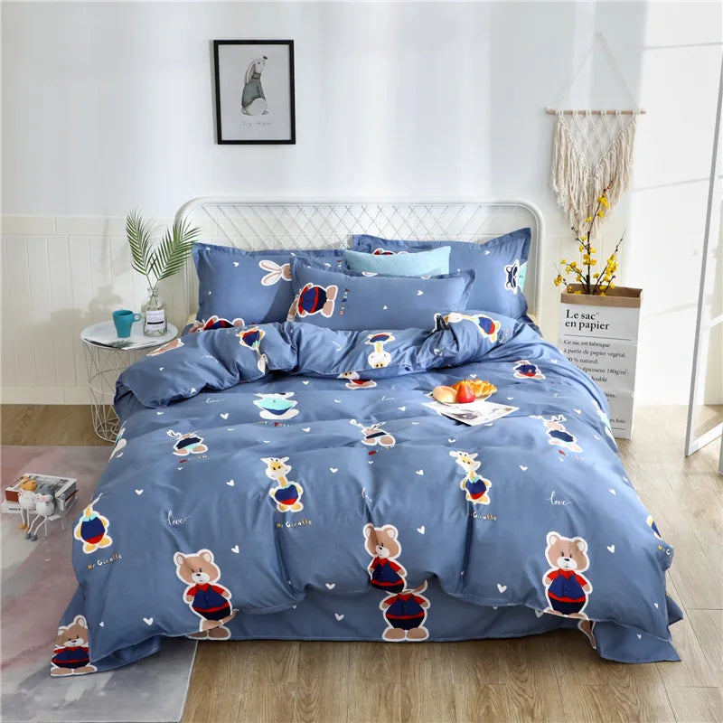 Juego de fundas de edredón de tamaño King de dibujos animados, 220x240, agradable para la piel, manta, funda de edredón y funda de almohada