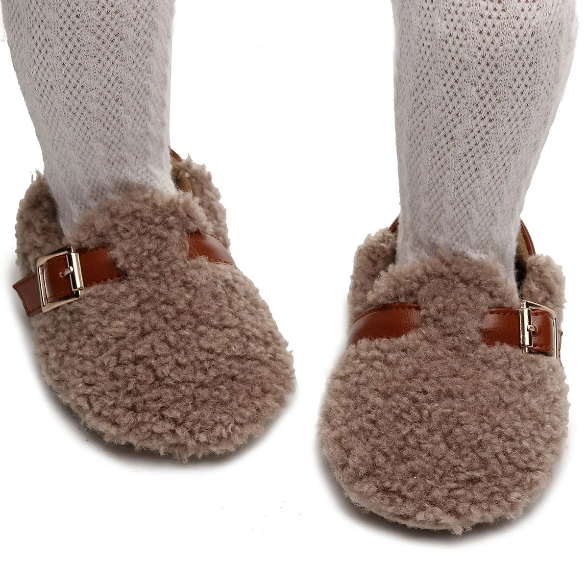 Zapatos para bebé recién nacido, calzado suave y cómodo para caminar, antideslizante para interiores, felpa cálida y gruesa para primeros pasos