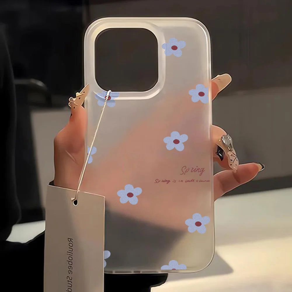 Fundas de teléfono de silicona suave mate para iPhone 15 funda iPhone 16 13 17 Pro Max 14 11 12 Pro 15 16 Plus funda transparente a prueba de golpes con flores