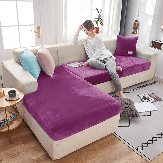 Fundas para cojines de asiento de sofá de terciopelo elástico para sala de estar, cojín Chaise Longue, fundas de sofá para muebles en forma de L de esquina de lujo
