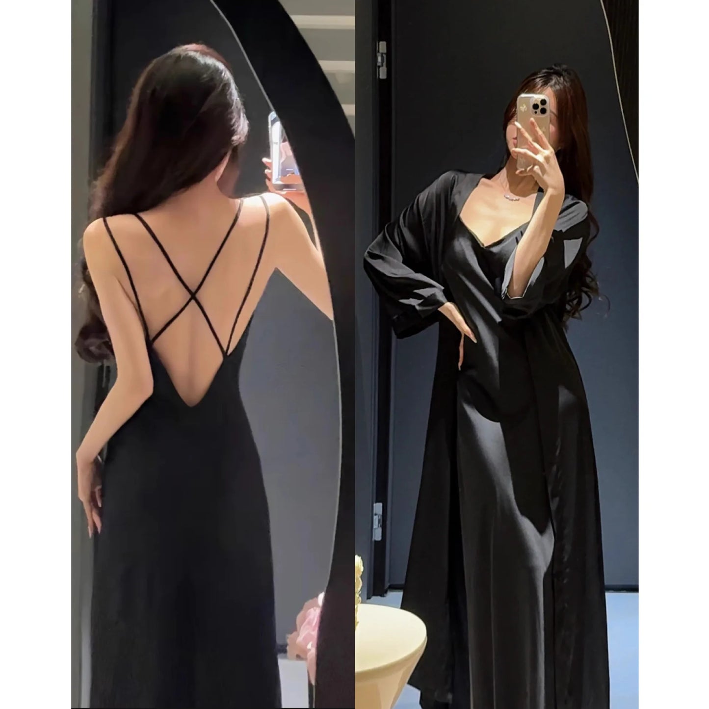 Vestido largo Sexy Vestidos De Novia Color sólido Kimono Albornoz Vestido señora otoño nueva ropa De dormir De rayón Pijama Mujer lencería íntima