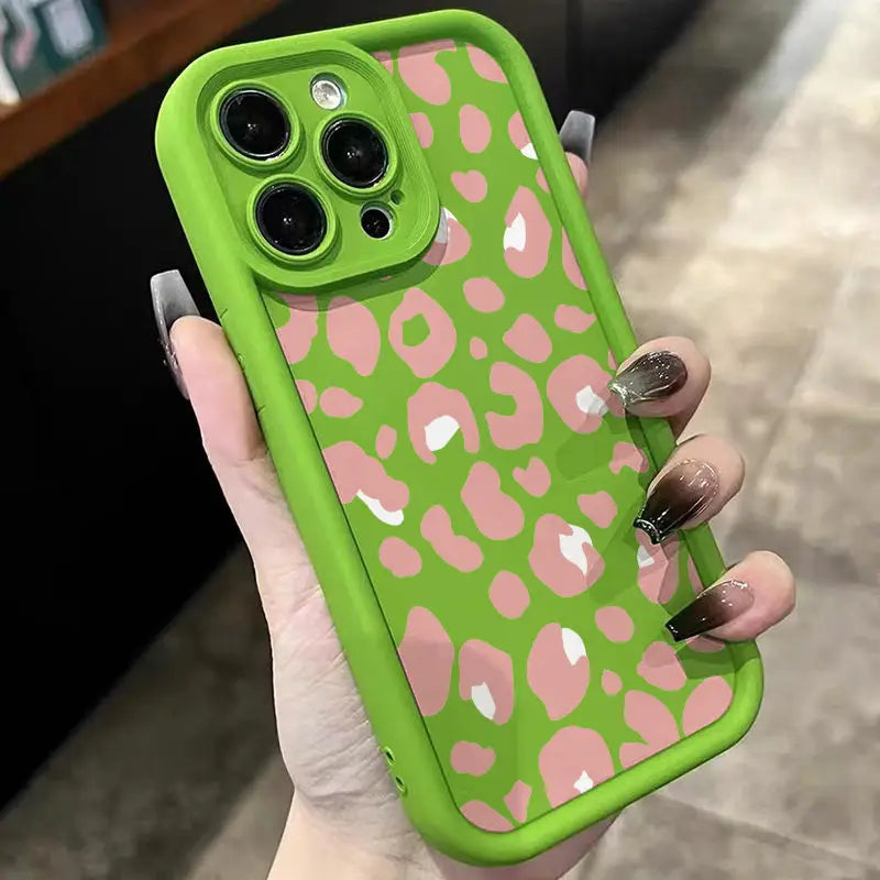 Funda de teléfono con estampado de leopardo rosa de pantalla completa para iPhone 16 15 14 13 12 11 Mini Pro Max X XR XSMax 6S 6 7 8 Plus SE20 Y2k