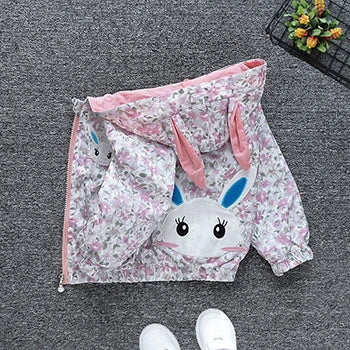 Chaqueta con capucha para niñas, abrigo cortavientos con cremallera, ropa para niños de 1, 2, 3, 4, 5 y 6 años, bonitos animales de dibujos animados, para primavera y otoño