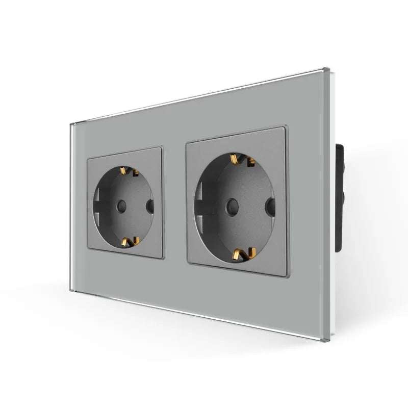 Bingoelec-interruptor de luz inteligente gris y enchufe de pared WiFi con Panel de cristal, interruptores con enchufes para mejorar el hogar