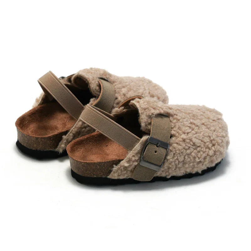 Sandalias de corcho para niños y niñas, zapatos de exterior de sandalias cálidas, calzado para preandador, otoño e invierno, novedad