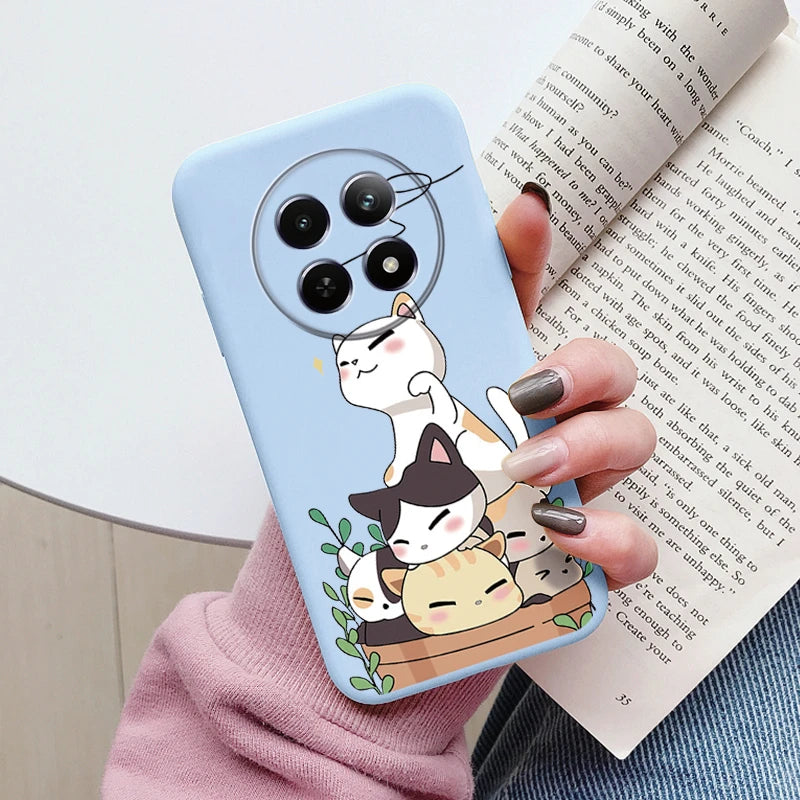 Funda para Realme 12 4G 12 + 13 + Plus 13 Pro + Plus 5G bonita funda trasera con forma de corazón y flor de silicona suave mate Fundas protectoras de dibujos animados