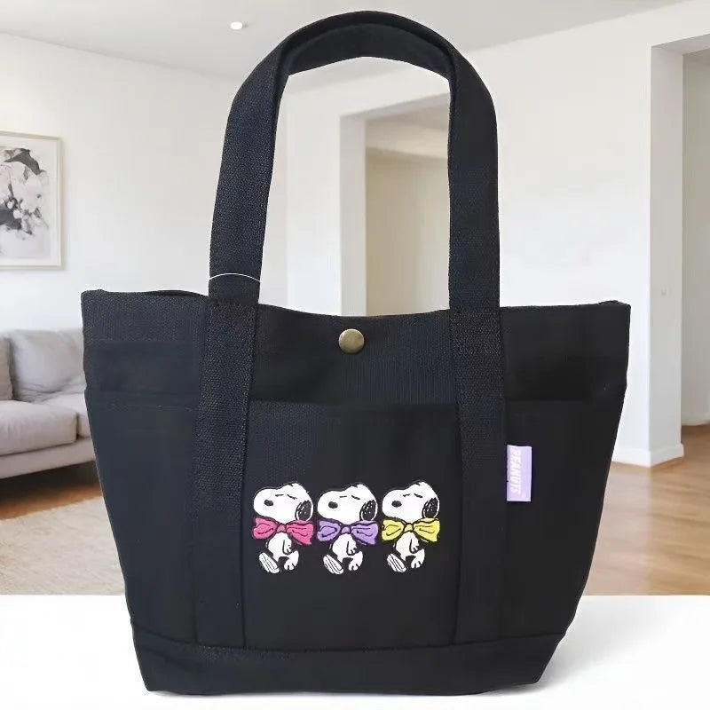 Bolso de Mano de Lona con Diseño de Snoopy, Estilo Kawaii, para Chicas, de Gran Capacidad, Simple, de Nailon