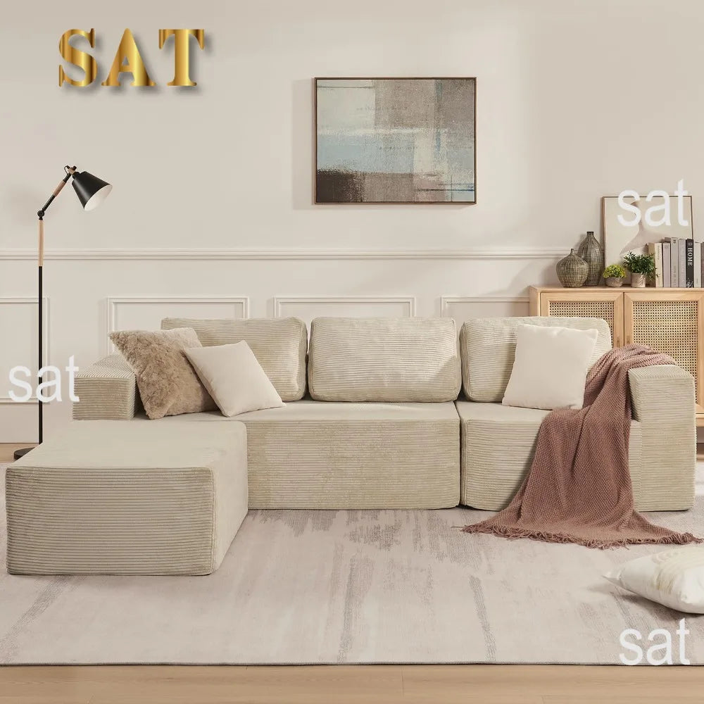 Sofá seccional reversible Cloud de 106" - Asiento profundo, modular en forma de L, tapizado en espuma, sin montaje, salón/dormitorio