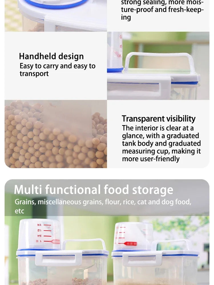 Contenedor de Almacenamiento de Alimentos para Mascotas Hermético de Primera Calidad, Gran Capacidad y Fácil de Limpiar, Diseño Elegante y Duradero para Perros y Gatos