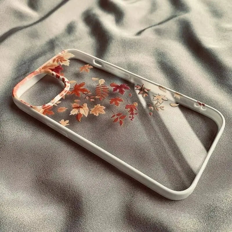 Funda de teléfono de hojas caídas a la moda para Xiaomi Redmi 14C 13C 12C 4G Poco X6 X5 Pro Redmi Note 12 11 13 Pro Plus 5G funda de hoja de arce