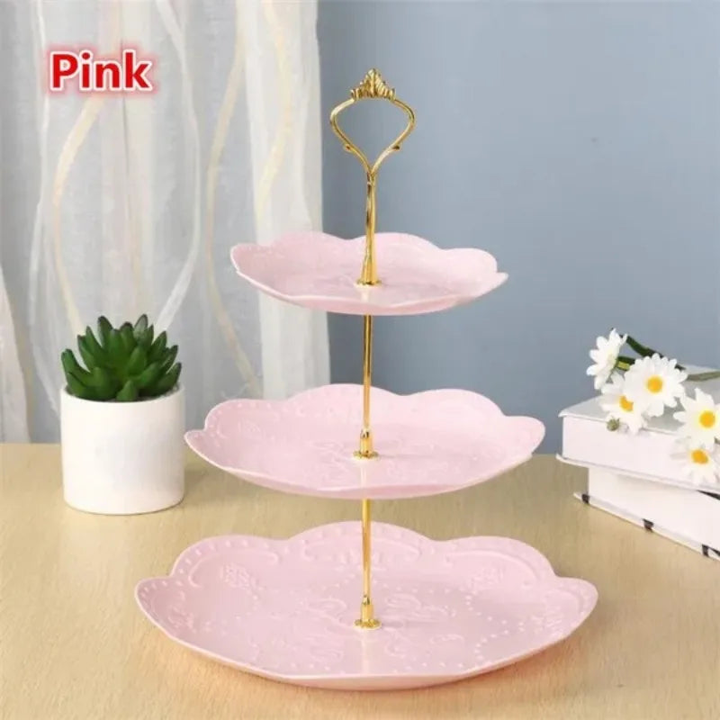 Soporte desmontable para Tartas de estilo europeo, plato de fruta de 3 capas para postres, magdalenas y pastelería