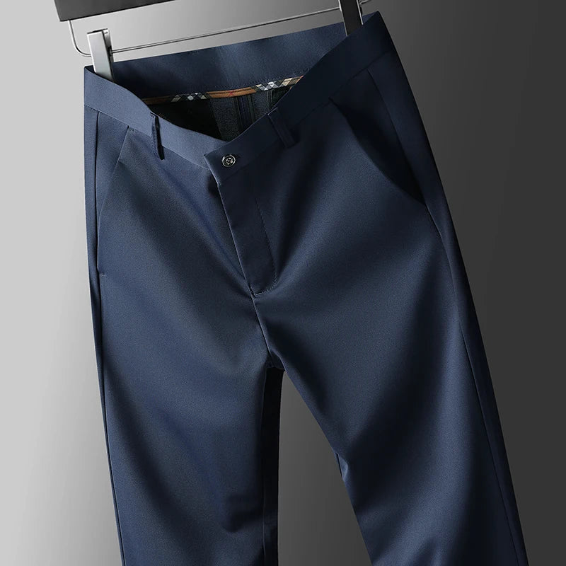 Pantalones Casuales de Negocios para Hombre con Elasticidad en Cuatro Direcciones, Pantalones de Vestir para Primavera/Otoño, Pantalones Formales, Pantalones Casuales Elásticos