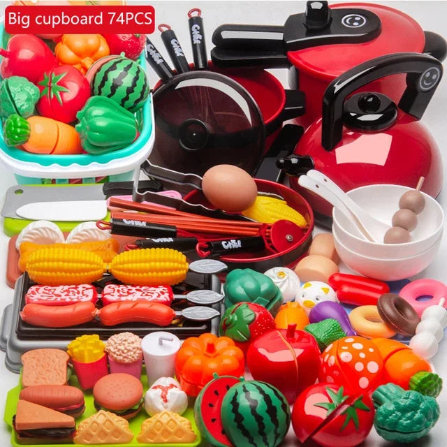 Juego de juguetes de cocina para niños y niñas, utensilios de cocina para cortar frutas, educación de simulación, juego de simulación