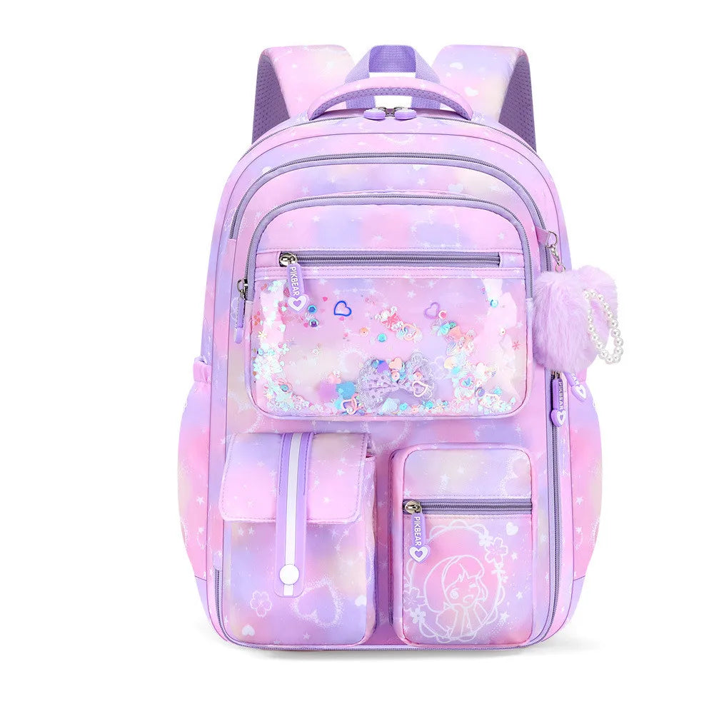 Mochila Escolar 2026 con Colgante de Amor, Juego de 3 Piezas, Decoración de Mariposas, Mochilas Escolares para Niñas, Estilo Princesa