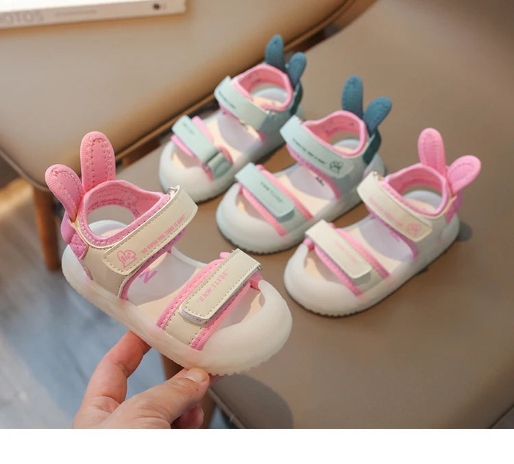 Sandalias de dibujos animados para niños y niñas, zapatos de playa suaves, informales, antideslizantes, color rosa verdoso, de 2 a 12 años