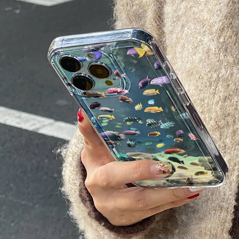 Funda de teléfono bonita con forma de Animal del océano para iPhone 11, Funda protectora transparente para iPhone 15, 13, 14, 12, 16 Pro Max 8, 7 Plus, XR, XS, X SE