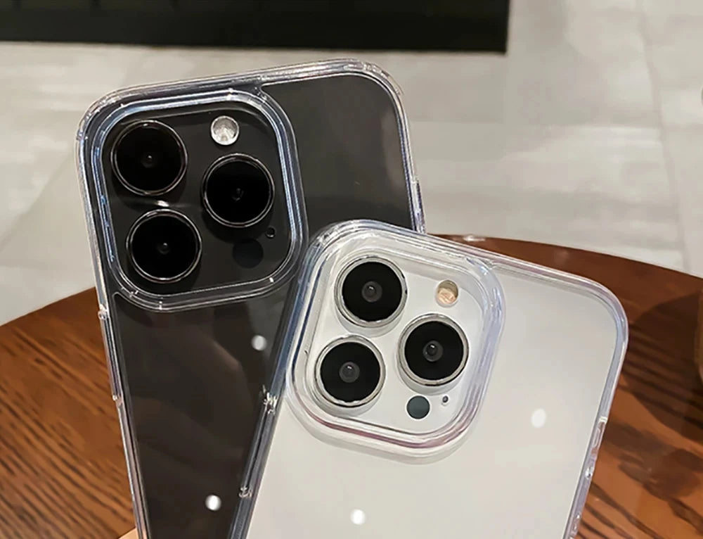 Fundas de parachoques transparentes a prueba de golpes de lujo para iPhone 16 15 14 13 12 11 Pro Max Plus accesorios de cubierta de teléfono acrílico suave transparente
