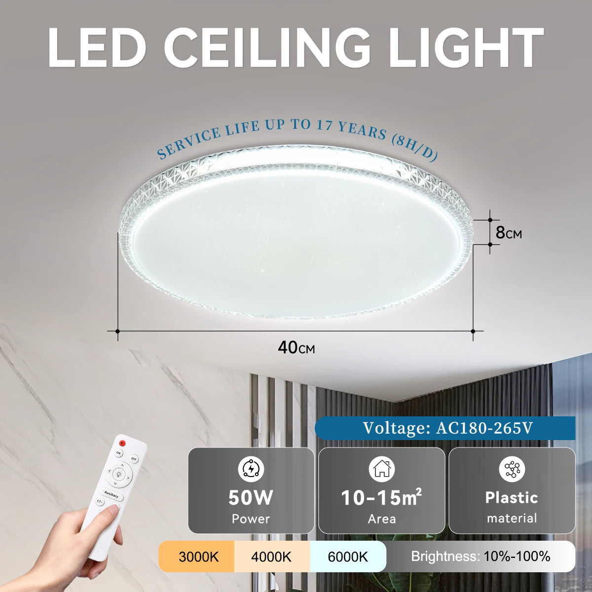 Lámpara de techo con control remoto, lámpara led para dormitorio, lámparas de techo grandes, luces Led con control remoto, luces led regulables