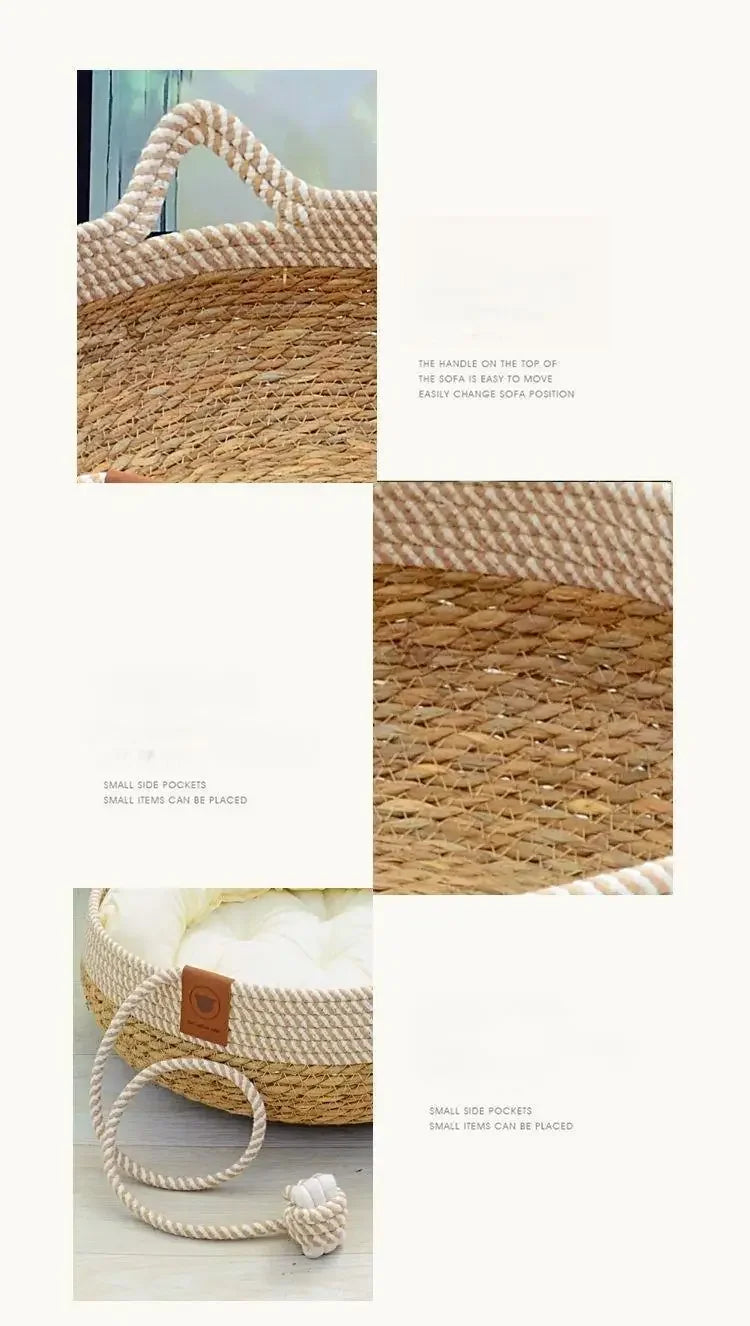 Cama de vid tejida para gatos, cama Circular para mascotas, para todo tipo de clima, cómoda para dormir, 35/40cm, suministros para mascotas