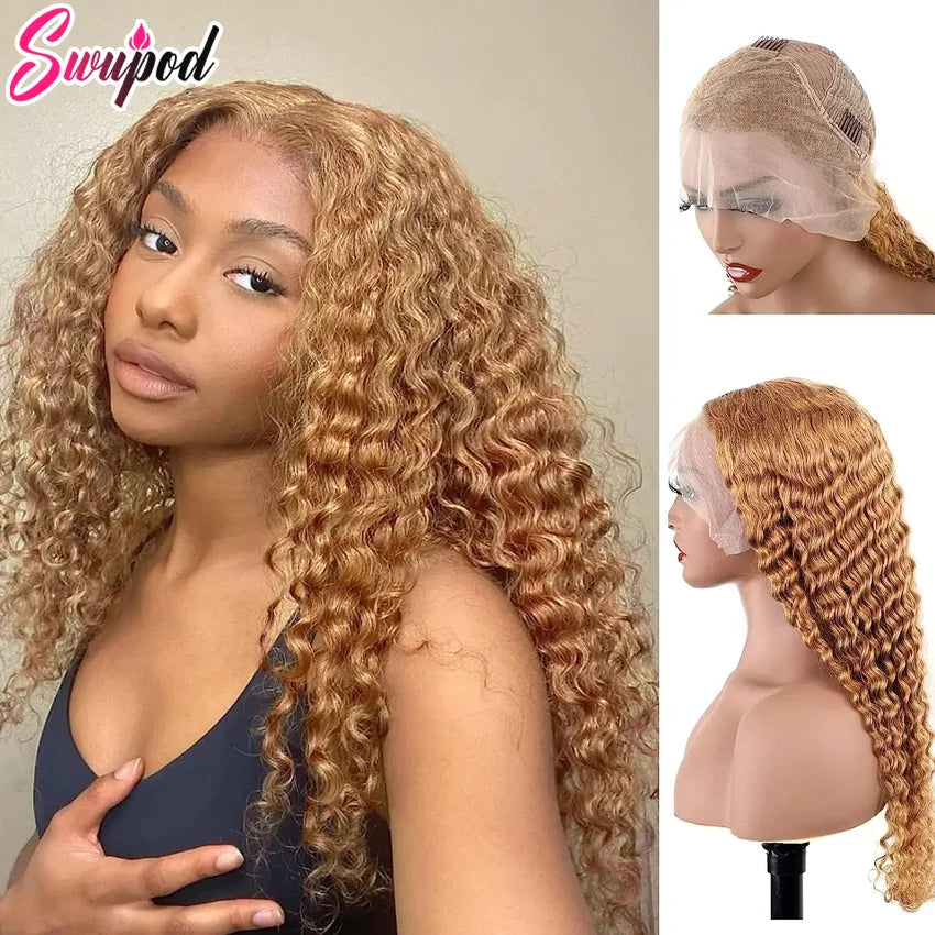 250 Density 30/40 inch 13x4 HD Lace Frontal Wigs for Women Straight 13x6 HD Lace Front Hair 27# Honey Blonde Colored Glueless