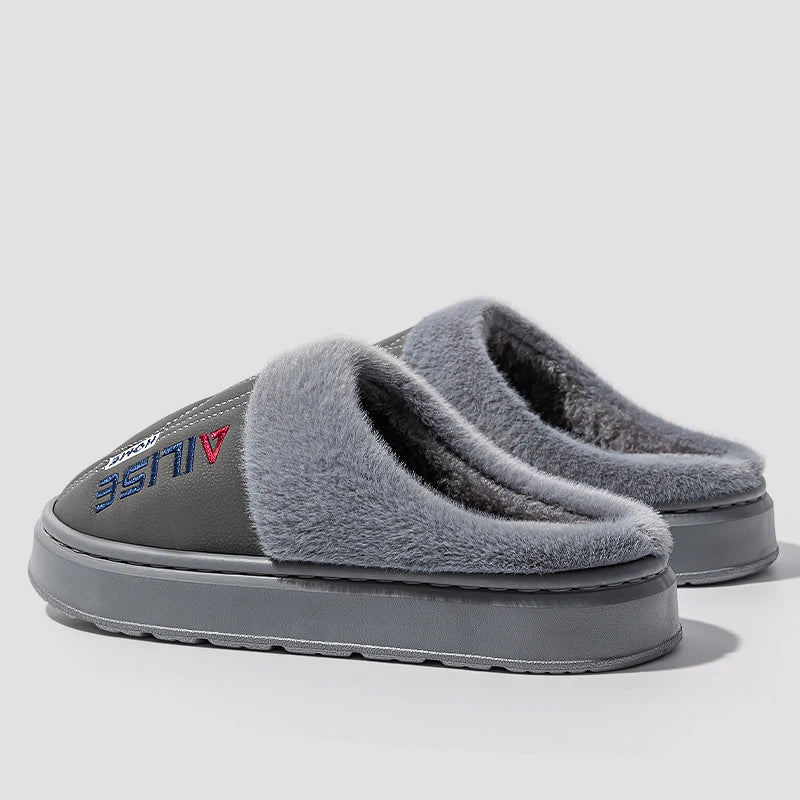 Pantuflas Cálidas para Hombre, Impermeables, con Suela Gruesa y Suave, Pantuflas Antideslizantes para el Hogar, Cálidas para Invierno, Zapatos Planos para Parejas, Tallas Grandes 50 51