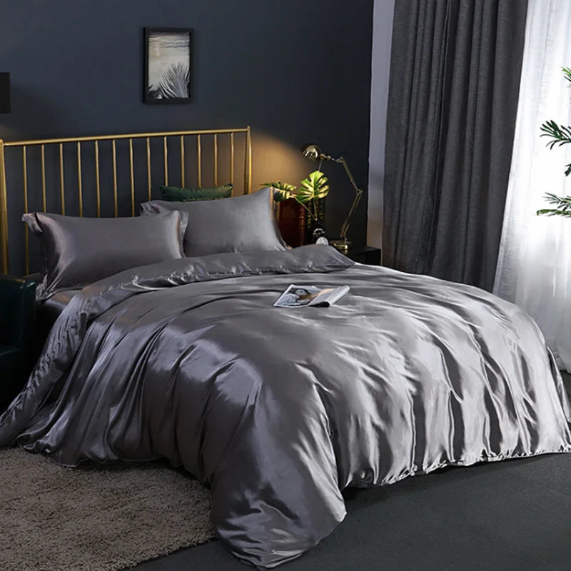 Juego de funda nórdica de cama, funda de edredón con textura suave y sedosa con bridas de esquina y cierre de cremallera, funda de almohada tipo sobre