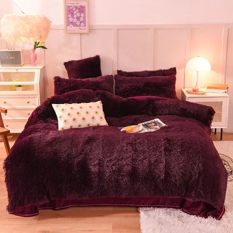Juego de funda nórdica de felpa de lujo de 3/4 piezas: ropa de cama acogedora y suave, perfecta para el confort del dormitorio, ideal para habitaciones de invitados y dormitorio Aesth