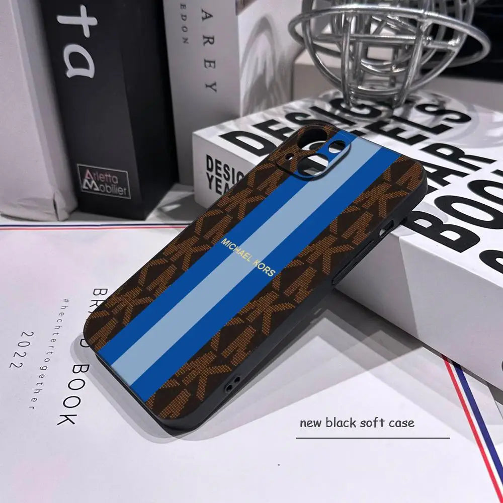 Funda HYBXAXC HD M-Michael Kors--M-K para iPhone 17 Air 16 15 14 Plus 13 12 11 Pro Max 16e, Antigolpes, Transparente, con Parte Trasera HD