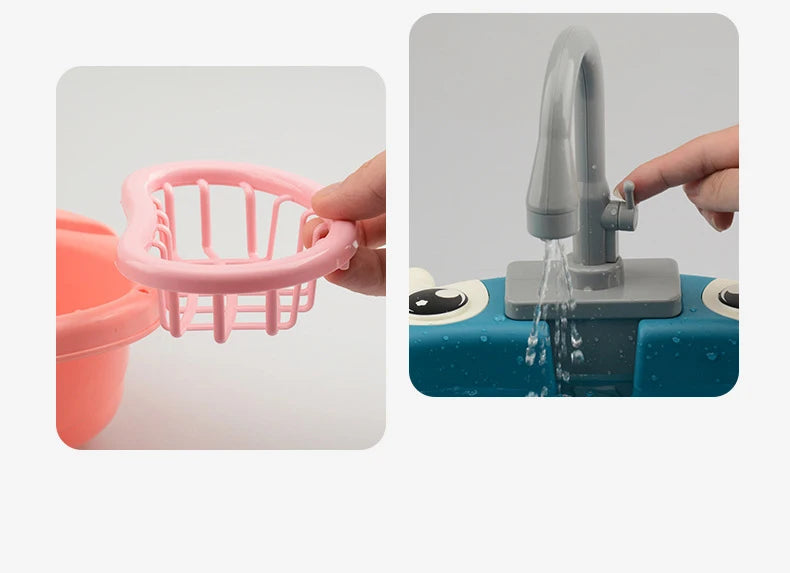 Fregadero de cocina para niños, juguetes de simulación, lavavajillas eléctrico, Mini cocina, comida, juego de casa de juego de imitación, juego de rol para niños, juguetes para niñas