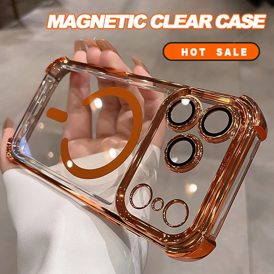 Funda de teléfono magnética clásica para iPhone 17 Air 15 14 13 12 16 Pro Max 14 15 Plus Magsafe funda protectora suave de silicona a prueba de golpes