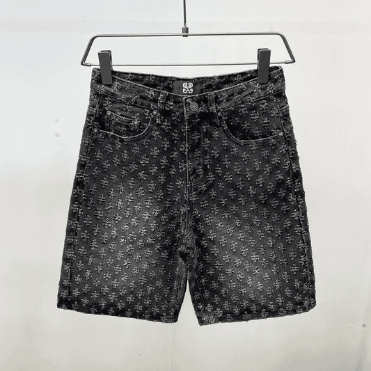 Pantalones cortos vaqueros Y2K Hip Hop con Jacquard — Sueltos y ligeros para hombre y mujer