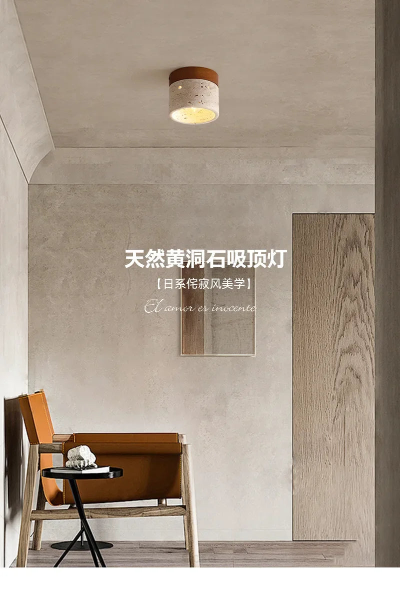 Lámpara de techo LED de piedra travertino, accesorio de iluminación para pasillo, sala de estar, comedor, decoración de dormitorio, lámpara de techo