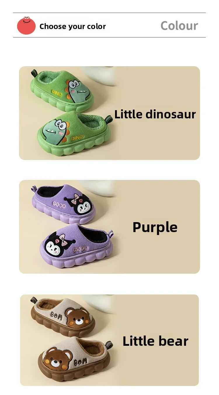 Otoño Invierno niños zapatillas de algodón niños pequeños interior antideslizante cálido Zapatilla de casa niños niñas bebé lindo zapatos de felpa de dibujos animados