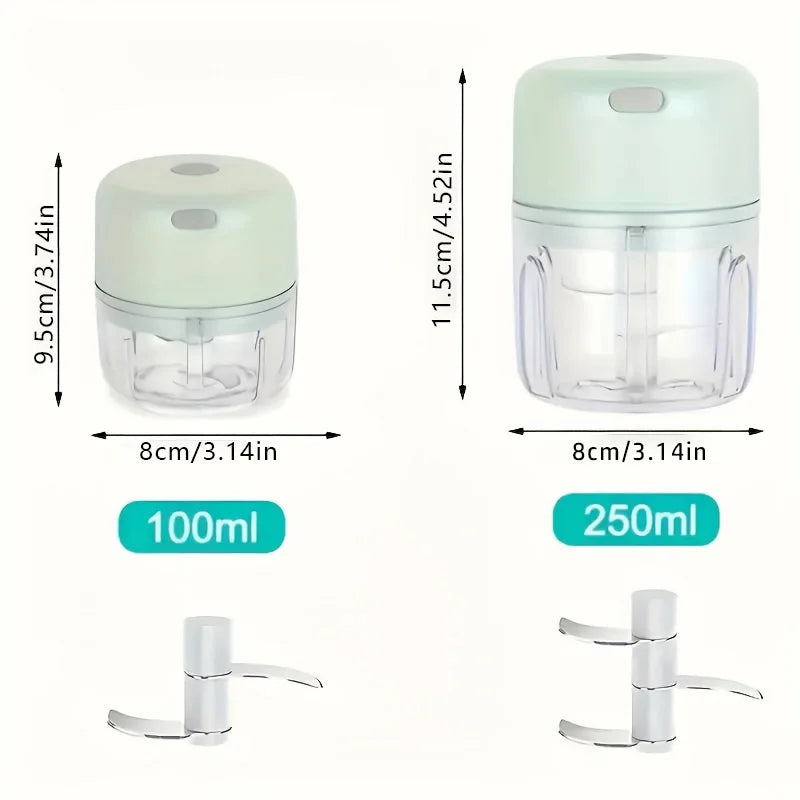 Picadora de ajo eléctrica, mini picadora de verduras portátil, picadora de ajo de 250ML, picadora de cebolla, licuadora para verduras, inalámbrica