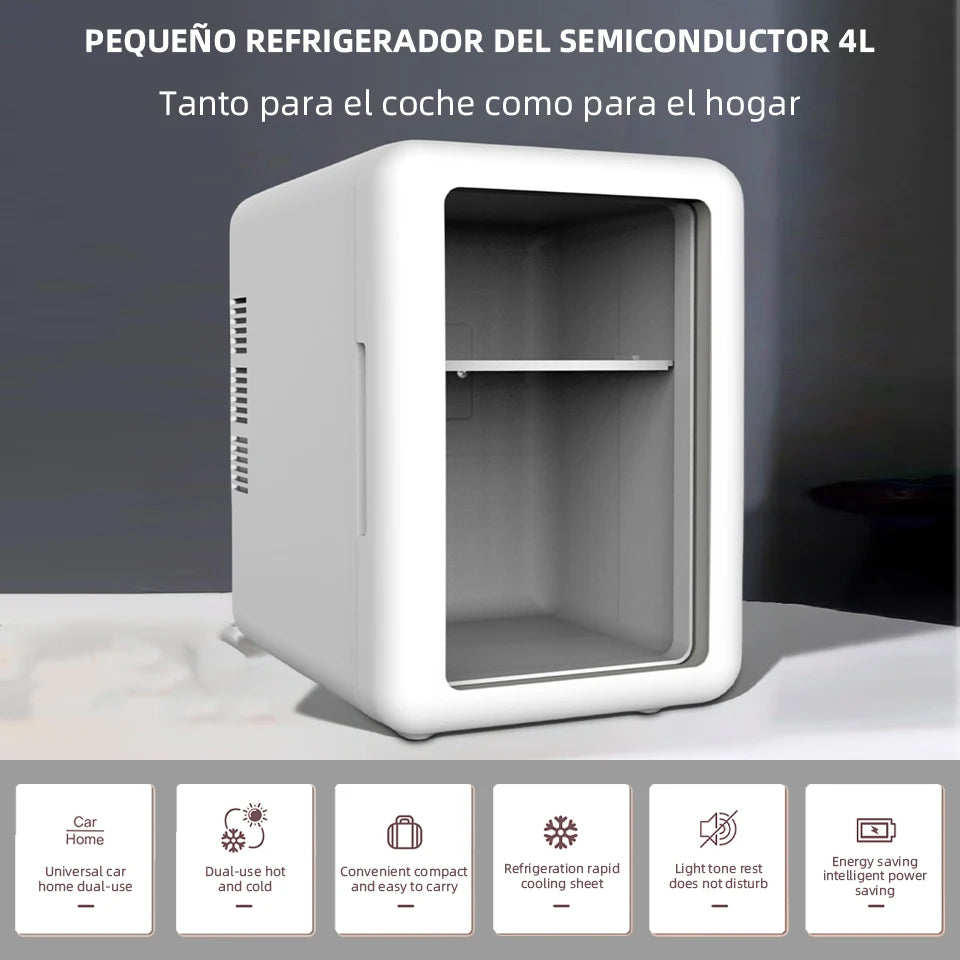 Mini refrigerador de belleza de 4L con función de enfriamiento y calentamiento, para uso en casa y en el coche, almacenamiento refrigerado para productos de cuidado de la piel para mantenerlos frescos.