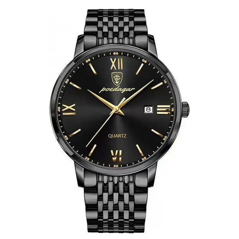 POEDAGAR, relojes de negocios de lujo para hombre, reloj de pulsera resistente al agua de acero inoxidable con fecha para hombre, reloj de pulsera de cuarzo Simple a la moda para hombre
