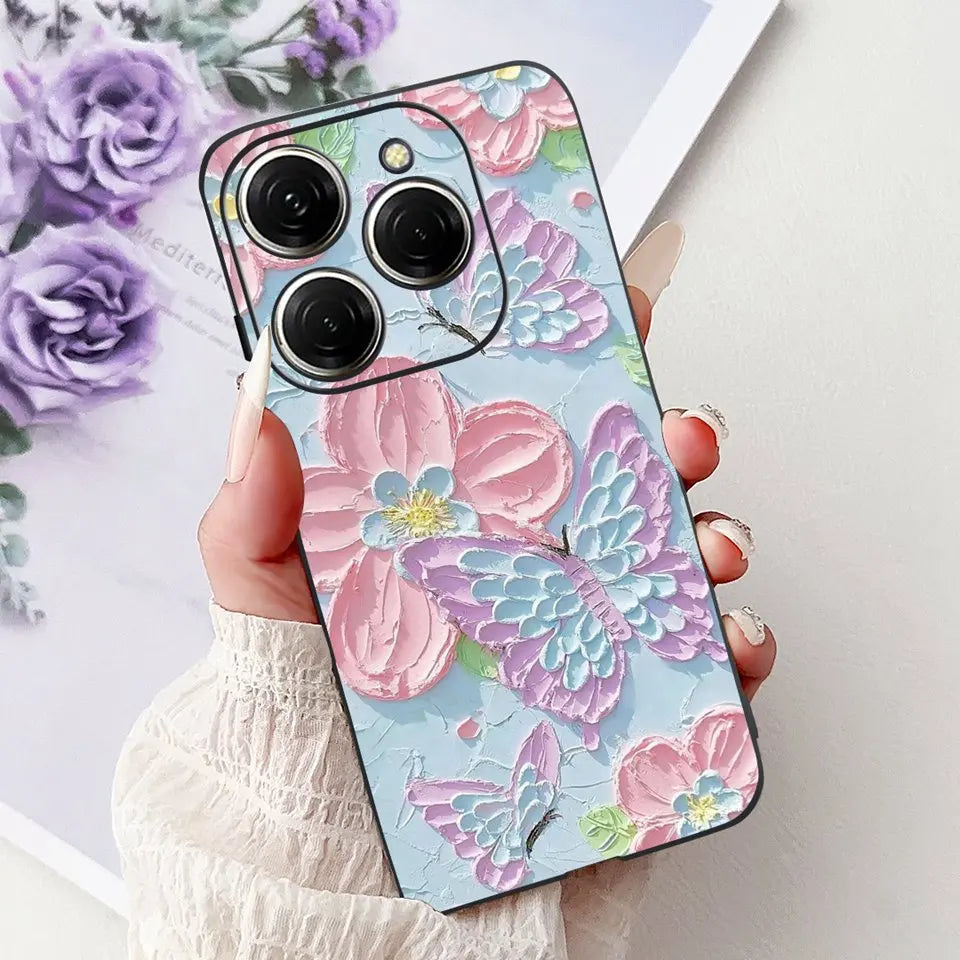 Para Tecno Spark 20c 20 Pro Plus Spark20 Pro Funda de teléfono Funda trasera de goma suave Mujer moda patrón de dibujos animados Funda de parachoques