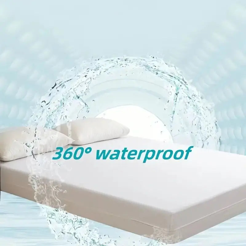Funda de colchón impermeable totalmente cerrada de 6 lados con cremallera (sin funda de almohada), Protector de colchón a prueba de polvo, Color sólido, 1 ud.