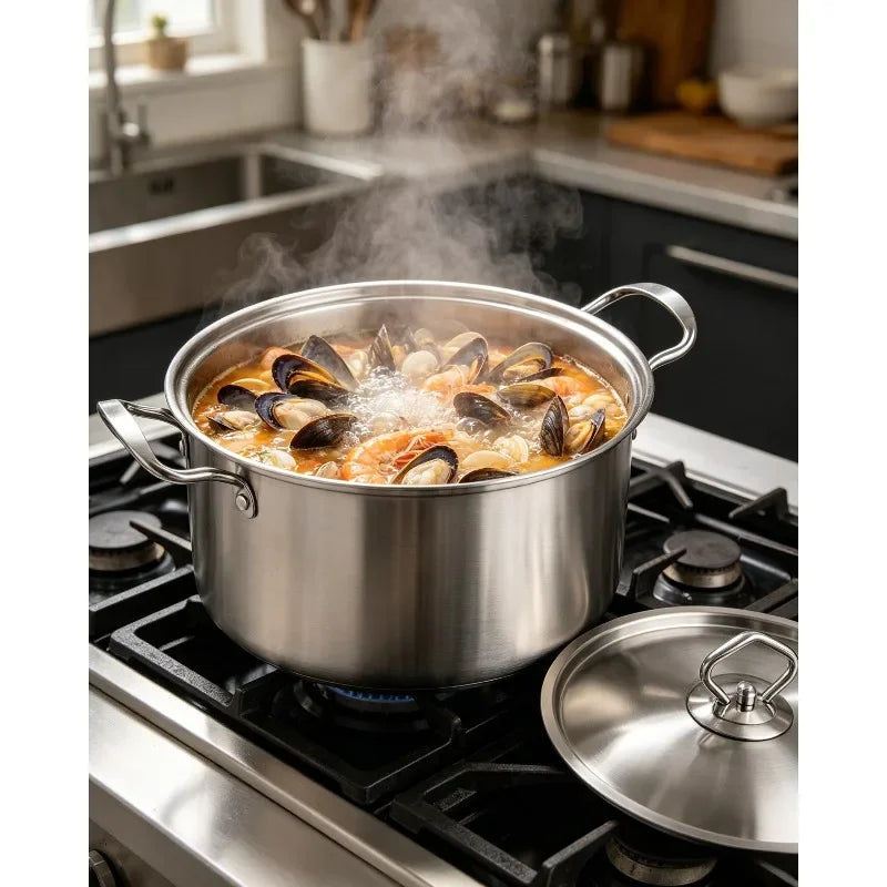 Olla de Cocina de Acero Inoxidable, Cacerola Antiadherente para Leche con Tapa, Utensilios de Cocina, Accesorios, Ollas para Sopa, Portátil para Camping